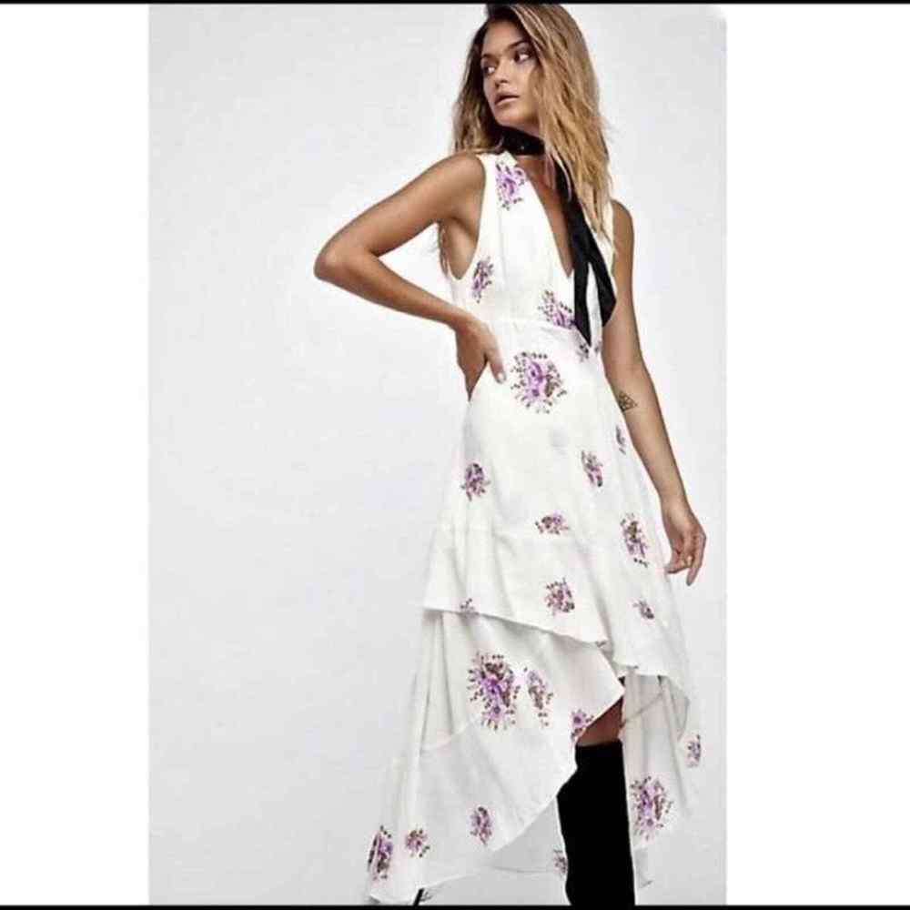 Free People Ivory White Floral High-Low Maxi Dress